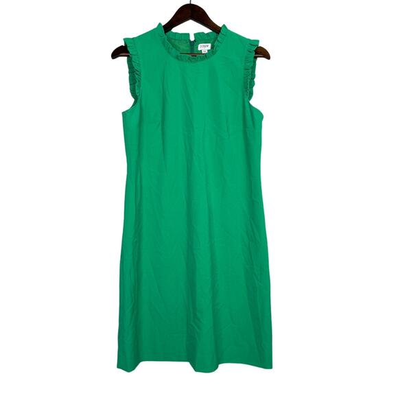 J. Crew Sleeveless Ruffle Neck Knee Length Sheath Dress 10 Modern Kelly Green - Picture 2 of 16